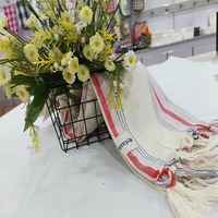 Serviettes de fouta turques en coton et lin Serviette de plage à rayures surdimensionnées avec glands Caractéristique antimicrobienne