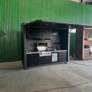 Portable All-in-one Outdoor Kitchen Cabinetry, Modular BBQ Grill Station with LED Lighting for Garden <b>Camping</b> Resort - Product Image 3