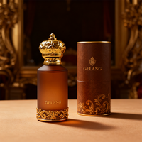 Bouteille de parfum bleue givrée de luxe personnalisée ronde 50ML bouteille de parfum vide 100ml bouteille de parfum en verre 30ML avec couvercle en or