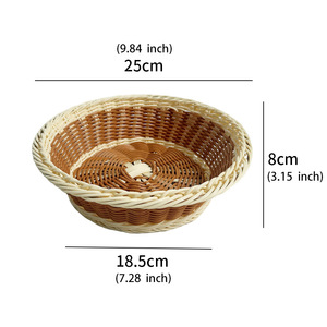 Handgemaakte, ecovriendelijke, duurzame, geweven rotan plastic opbergmand met opvouwbare handgrepen, stapelbaar ontwerp voor het opbergen van fruit/groenten - Product Image 5