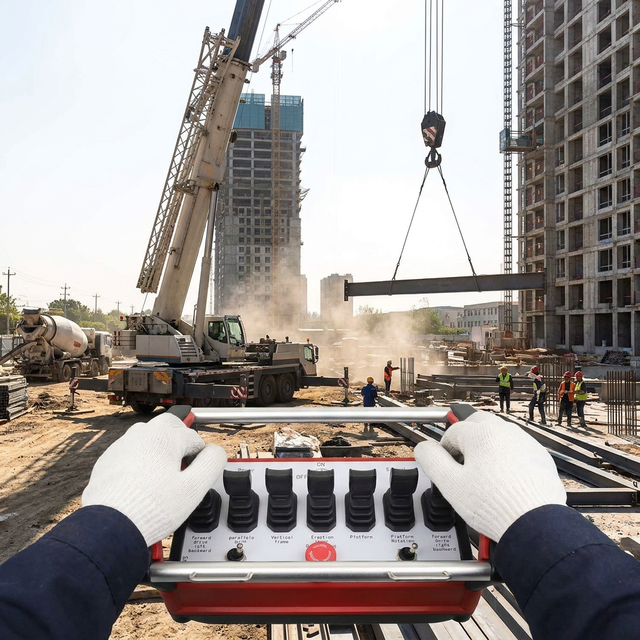 7-Lever Proportional Wireless Remote Control BY-020 Heavy Duty IP68 Waterproof Dustproof 500m Range 2-Year Warranty Mobile Crane