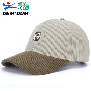 Custom Spring Autumn 6 Panel Beige Brown Patchwork Corduroy Unisex Baseball Cap Sports Caps <b>Sun</b> <b>Hat</b> for Outdoor Activities - Product Image 1
