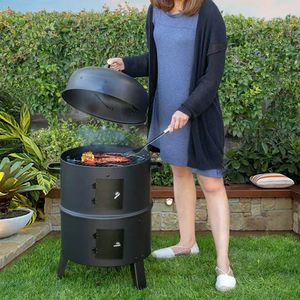 Parrilla de Carbón Grande 3 en 1 sin Humo, Ahumador, Barbacoa Vertical para Exteriores, para Fiestas y <span class=keywords><strong>Barbacoas</strong></span> - Product Image 4