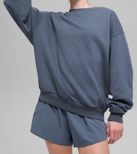 Sweat-shirt à col rond de haute qualité OEM unisexe en molleton français uni en coton et polyester lourd pour femmes - Product Image 5