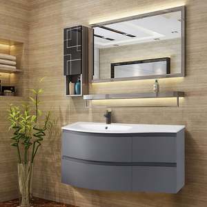 New Arrival Modern Melamine Board <b>Wall</b>-Mounted Mirrored <b>Bathroom</b> Vanity <b>Cabinet</b> with LED Mirror - Product Image 6