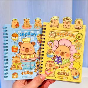 8 Nouveaux Cahiers à Spirale Capibala 3-en-1 avec Porte-Cartes et Autocollants pour Étudiants, Papeterie pour Enfants - Product Image 2