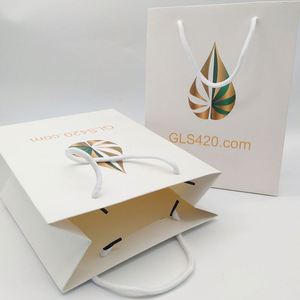 Sacs en papier cartonné blanc de luxe personnalisés avec logo imprimé en sérigraphie, sacs de shopping écologiques colorés - Product Image 3