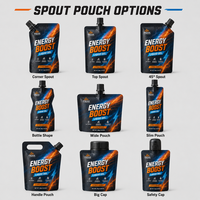 Pochette souple personnalisée avec bec verseur, haute barrière, en aluminium, pour emballage de liquides, idéale pour les gels énergétiques sportifs et les boissons