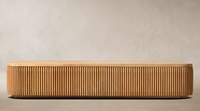 Table basse d'extérieur en teck de qualité supérieure, style espagnol, coins arrondis, finition polie à la main, pour projets de jardin privé