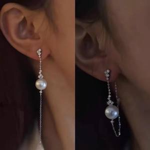 22409 Accesorios de Perlas DIY, Bandeja Vacía para Pendientes de Plata S925, Joyería de Plata de Moda, Pendientes con Cuentas Redondas de 8-11 mm - Product Image 1