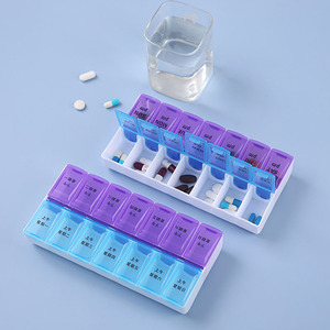Organizzatore di Pillole con 14 Scomparti, 7 Giorni 2 Volte al Giorno, Scatola Settimanale per <span class=keywords><strong>Medicinali</strong></span> in Plastica PP di Grado Alimentare per Viaggi e Uso Domestico - Product Image 2