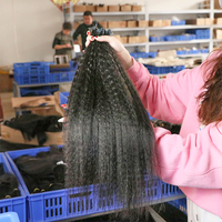 Extensions de cheveux naturels bruts à bandes adhésives, lisses et texturées (Yaki), de 14 à 24 pouces, vente en gros, personnalisation acceptée