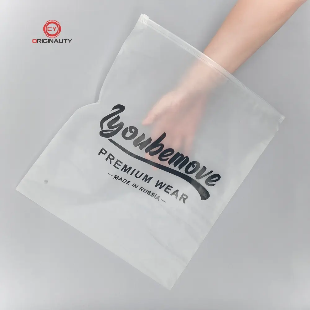 High Quality Plastic Bag Custom Logo Frosted Pvc Zipper Poly Clothing Packaging Bag