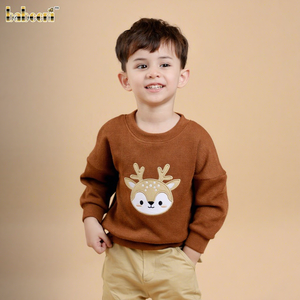 Suéter de Punto Grueso 100% Lana para Bebés Niñas, Estampado Animal, Casual, Invierno, Bordado en el Pecho-BC1416, Certificado OEKO-TEX, Ignífugo - Product Image 1