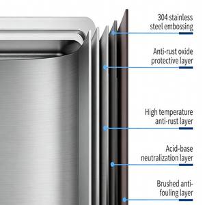Évier de cuisine moderne de haute qualité en acier inoxydable 304, à fente unique, à encastrer sous plan, épaissi, avec surface nano - Product Image 6