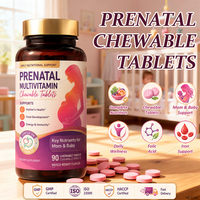 Comprimés à croquer multivitaminés prénatals sous marque blanche OEM ODM avec acide folique, calcium, vitamine D, fer et DHA pour la santé maternelle