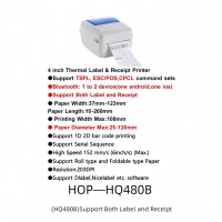 Impresora de Etiquetas de Código de Barras Térmica Directa HQ480B con Soporte POS para Interfaz, 1 Año de Garantía, 203DPI, Compatible con SDK, en Stock
