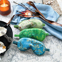 Vente en gros : Masque de sommeil en satin imprimé Van Gogh, anti-gonflement, occultant, doux, élastique, pour voyage, sieste, avion, cadeau