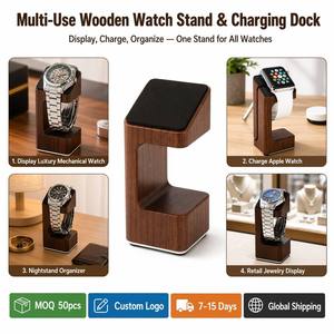 Soporte de Madera para Relojes, Organizador en Forma de <span class=keywords><strong>C</strong></span> de Madera Maciza para Apple Watch y Seiko, Personalizado, Venta al Por Mayor de Fábrica OEM - Product Image 5