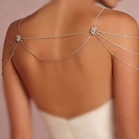 Chaîne de corps sexy multicouche en strass, collier chaîne d'épaule en alliage doré de luxe pour mariée, accessoires de fête et de mariage, 45 cm