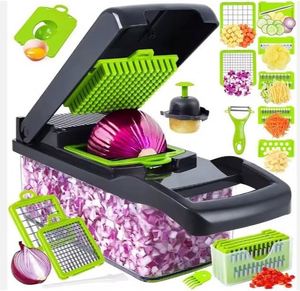 BPA Free Kitchen Tools Onion Slicer Dicer Spiralizer 14 in 1 <b>Vegetable</b> <b>Cutter</b> Shredder Hand Graters Fruit <b>Vegetable</b> Chopper - Product Image 1