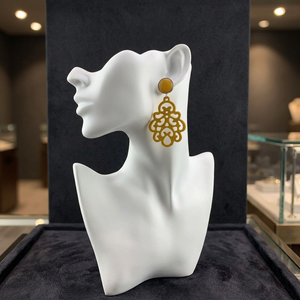 Boucles d'oreilles pendantes mignonnes DTJ faites à la main au Vietnam en corne de cuivre, pierres naturelles, forme ovale, écologiques, non toxiques, pour enfants, bon prix - Product Image 2