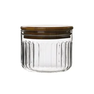 Bocal en verre organisateur de cuisine en verre borosilicaté avec couvercles en bambou bocaux alimentaires en verre