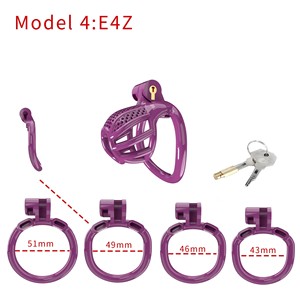 Set di Gabbie di Castità in Silicone e Plastica a Rete, Varie Dimensioni, con Quattro Anelli, Giocattolo Sessuale - Product Image 4