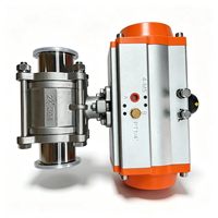 Vanne à bille pneumatique en acier inoxydable à trois pièces, type à collier sanitaire, avec performance d'étanchéité fiable