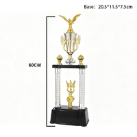 Trophée en plastique JINZUN grand format à 2 colonnes avec accessoires interchangeables Or+Argent, trophée de compétition sportive, trophée de champion