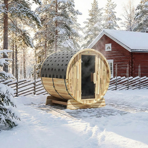 Sauna Exterior Moderna con Vista Panorámica, de Madera de Cedro Transparente con Frente de Vidrio Completo, para Villas y Patios con Paisajes Panorámicos - Product Image 1