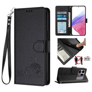 Funda Protectora de Piel Sintética con Diseño de Gato Antihuellas Dactilares de Primera Calidad con Correa para Oppo Find X9s Pro/<span class=keywords><strong>REALME</strong></span> 16T 5G/RENO 16 - Product Image 2