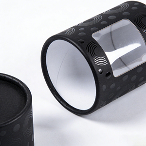 Tubo de cartón cilíndrico redondo personalizado al por mayor, de papel negro con impresión UV para velas, perfumes y cosméticos, con ventana. - Product Image 6