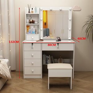 Table de maquillage moderne au design simple <span class=keywords><strong>Petite</strong></span> table de toilette pour meubles de chambre à coucher Coiffeuse de haute qualité bon marché avec lampe <span class=keywords><strong>Commode</strong></span> de rangement - Product Image 5