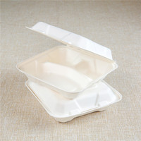 LuzhouPack personnalisable 1150ml 9 "boîte de restauration à 3 compartiments emballage alimentaire bagasse biodégradable fabriqué au micro-ondes sulfurisé