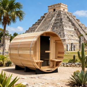 ساونا برميلية خارجية فاخرة من خشب الأرز الأحمر لشخص أو شخصين مع سخان هارفيا، من مورد ذو خبرة 20 عامًا - Product Image 6