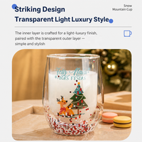 Gobelet en verre à double paroi pour Noël, globe à neige, paillettes, Père Noël, sapin, renne, gnome, tasse à café de fête, cadeau, vente en gros