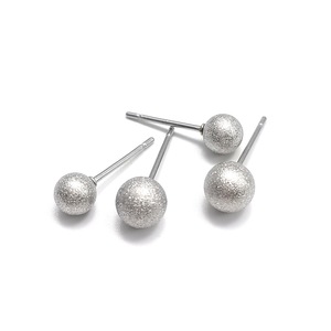 Stainless Steel Stud Earrings With <b>Sandblasted</b> Round Beads Ball Shape Simple Sparkly Fashion Accessories - Product Image 4