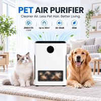 Purificateur d'air pour animaux domestiques H13 HEPA, filtration 4 étapes, CADR 250m³/h, collecte visible des poils d'animaux, capteur PM2.5, mode animaux, 35W, faible bruit