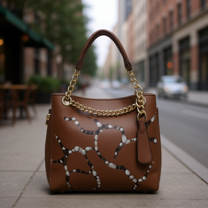 Bolso de Mano de Cuero Vacuno para Mujer Fana Patricia, Color Chocolate, Estampado Animal, Estilo Casual, Diseño de Dos Correas - Product Image 2