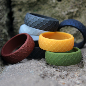 Bague en silicone à motif d'écailles de poisson 8 pièces/paquet Bague en silicone pour sports de plein air bon marché pour hommes - Product Image 2