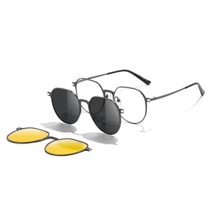 Top Selling 2023 Eyeglass Frames Women Men 2 in 1 TAC Polarized Sunglasses Eyeglasses Magnetic Clips sustainable Glasses