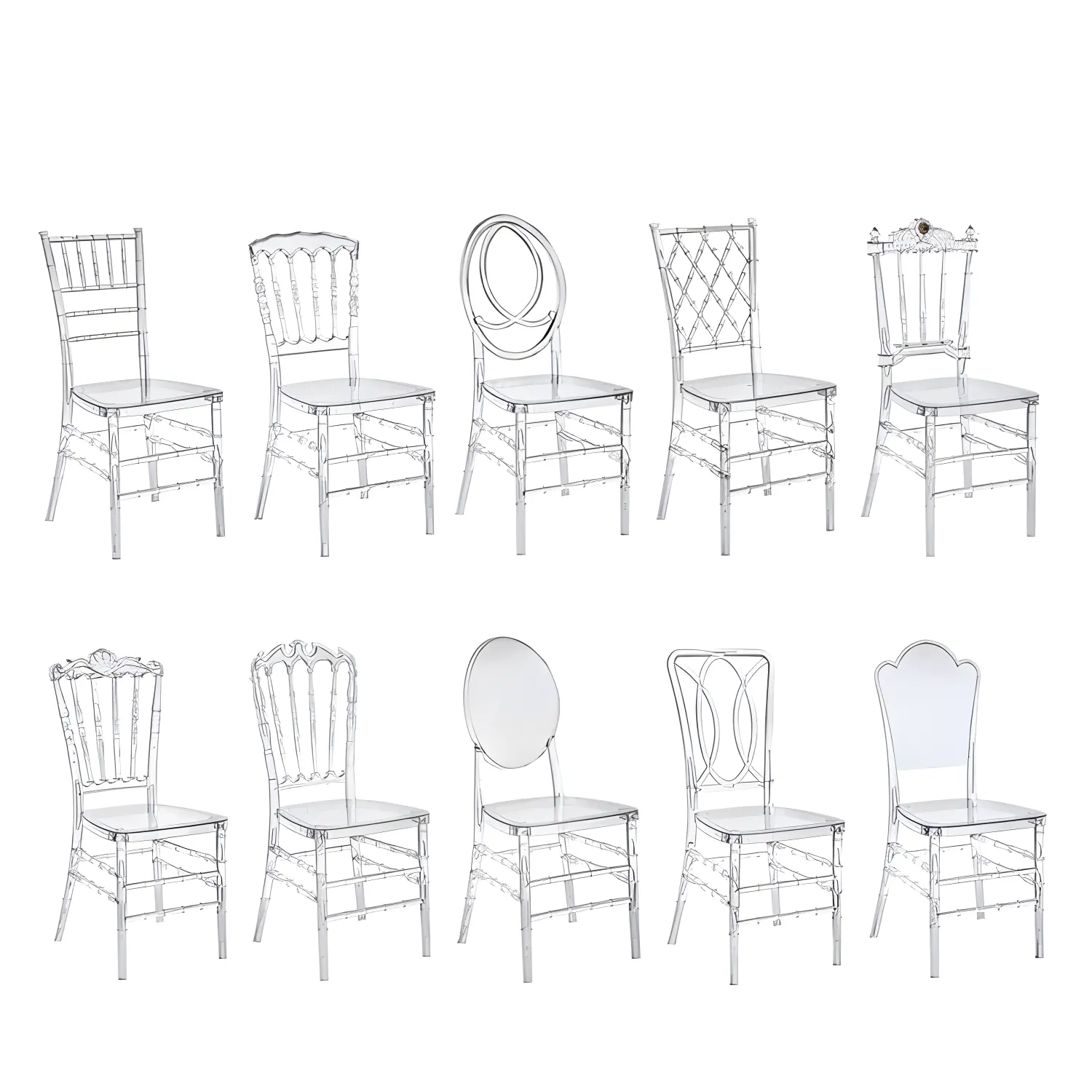 Outdoor Chiavari Clear Acrylic Crystal Creative Tiffany Ghost Chair For Banquet Events Wedding