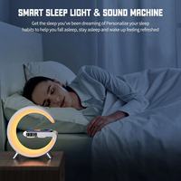 Lampe de nuit créative G, haut-parleurs intelligents, réveil avec chargeur sans fil, lumière de réveil simulant le coucher de soleil, lampe de table