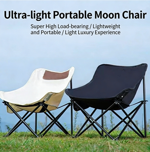 Silla Plegable Portátil Tipo Luna, Negra, para Exteriores, Camping, Jardín, Ligera, para Pesca, Viajes, Glamping - Product Image 2