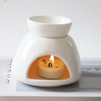 Diffuseur de cire en céramique blanche en gros, brûleur de cire en deux parties, chauffe-huile, porte-bougie chauffe-plat, décoration aromatique pour la maison, la chambre et le spa, mini