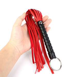Fouet en cuir noir et rouge, petite taille, pour entraînement SM, préliminaires, outil de stimulation, équipement de bondage pour adultes - Product Image 3