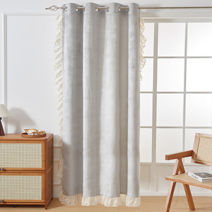 <span class=keywords><strong>Tende</strong></span> Oscuranti di Lusso DaiRui in Velluto Olandese Spesso con Bordo in Pizzo Arricciato, Pannelli Termoisolanti con Occhielli Colore Champagne, Vendita all'Ingrosso - Product Image 2