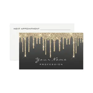 Customized Lashes Script Modern Makeup Black Gold Floral Business Card