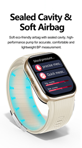 Montre connectée intelligente avec diffusion vocale de la pression artérielle et de l'ECG, accès NFC, détection de chute, SOS, écran AMOLED carré, tracker d'activité magnétique, compatible Android - Product Image 3